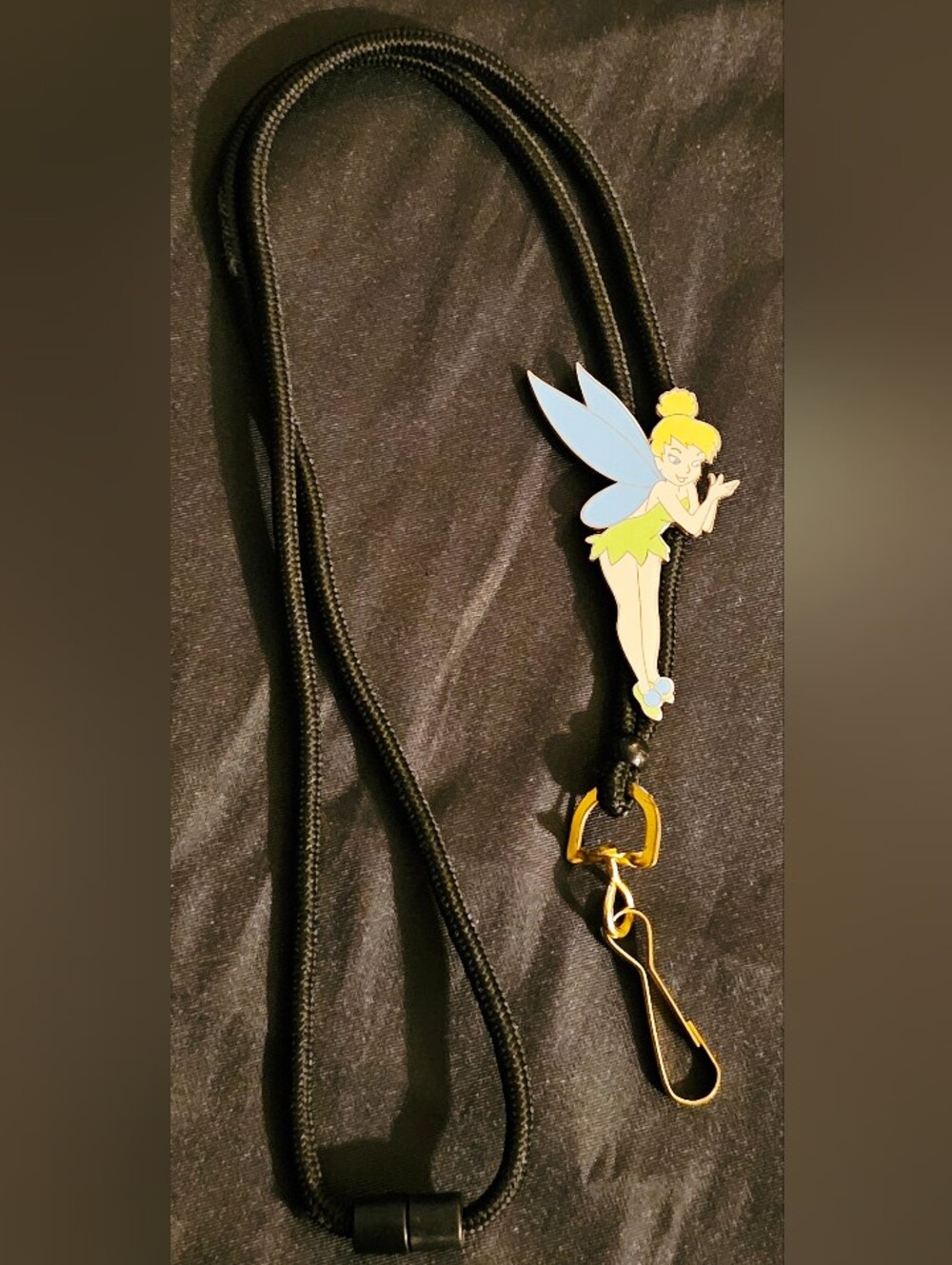RARE Vintage Disney Cast Member ID Lanyard Tinker Bell Bolo Rope Style Exclusive